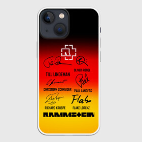 Чехол для iPhone 13 mini с принтом RAMMSTEIN АВТОГРАФЫ УЧАСТНИКОВ в Санкт-Петербурге,  |  | du hast | mein herz | rammstein | rammstein sonne. | группа rammstein | ду хаст | песня рамштайн | рамштайн | тилль линдеманн