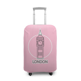 Чехол для чемодана 3D с принтом Биг Бен, Лондон, London в Санкт-Петербурге, 86% полиэфир, 14% спандекс | двустороннее нанесение принта, прорези для ручек и колес | big ben | clock | england | europe | london | pink | travel | англия | башня | башня елизаветы | биг бен | великобритания | европа | иконка | круг | лондон | надпись | путешествия | розовый | символ | часы