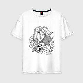 Женская футболка хлопок Oversize с принтом Водолей в Санкт-Петербурге, 100% хлопок | свободный крой, круглый ворот, спущенный рукав, длина до линии бедер
 | 