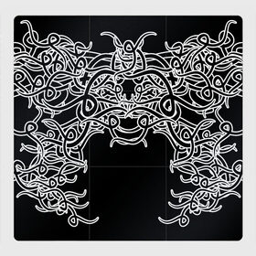 Магнитный плакат 3Х3 с принтом Фэнтези мотылёк в Санкт-Петербурге, Полимерный материал с магнитным слоем | 9 деталей размером 9*9 см | бабочка | игры | мотылек | орнамент | плетение | растительность | рок | татуировка | узор | фэнтези | черное | этническое