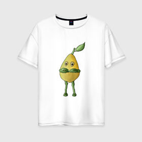 Женская футболка хлопок Oversize с принтом Лимон в Санкт-Петербурге, 100% хлопок | свободный крой, круглый ворот, спущенный рукав, длина до линии бедер
 | жёлтый | зелёный мультяшный | лимон | фрукты