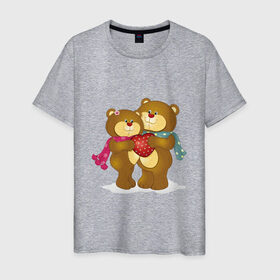Мужская футболка хлопок с принтом Love в Санкт-Петербурге, 100% хлопок | прямой крой, круглый вырез горловины, длина до линии бедер, слегка спущенное плечо. | animal | bear | love | животные | звери | сердце