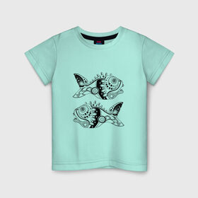 Детская футболка хлопок с принтом Aries в Санкт-Петербурге, 100% хлопок | круглый вырез горловины, полуприлегающий силуэт, длина до линии бедер | абстракция | гороскоп | инк | рыбы | стимпанк | трайбл