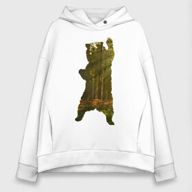 Женское худи Oversize хлопок с принтом Wild bear в Санкт-Петербурге, френч-терри — 70% хлопок, 30% полиэстер. Мягкий теплый начес внутри —100% хлопок | боковые карманы, эластичные манжеты и нижняя кромка, капюшон на магнитной кнопке | angry | bear | claws | forest | photo | silhouette | standing | wild | wood | wooden | белый | бурый | в лесу | гризли | деревья | дикий | животные | зверь | злой | когти | крутой | лапа | лес | лесной | лучи | медведь | медвежонок | мишка