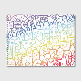 Альбом для рисования с принтом Радужные дудлы в Санкт-Петербурге, 100% бумага
 | матовая бумага, плотность 200 мг. | doodle | горы | динозавр | дудл | жираф | заяц | звезда | карандаш | лапки | медведь | облако | птица | радуга | сердце | телевизор | улыбка | утёнок