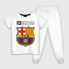 Детская пижама хлопок с принтом Barcelona FC в Санкт-Петербурге, 100% хлопок |  брюки и футболка прямого кроя, без карманов, на брюках мягкая резинка на поясе и по низу штанин
 | barca | barcelona | club | fc | leo messi | soccer | spanish | барса | барселона | испанский | клуб | лео месси | фк | футбол | футбольный