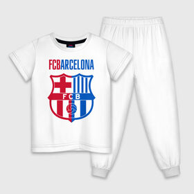 Детская пижама хлопок с принтом Barcelona FC в Санкт-Петербурге, 100% хлопок |  брюки и футболка прямого кроя, без карманов, на брюках мягкая резинка на поясе и по низу штанин
 | barca | barcelona | club | fc | leo messi | soccer | spanish | барса | барселона | испанский | клуб | лео месси | фк | футбол | футбольный