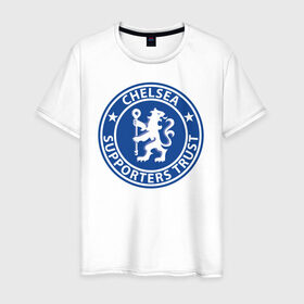 Мужская футболка хлопок с принтом Chelsea FC в Санкт-Петербурге, 100% хлопок | прямой крой, круглый вырез горловины, длина до линии бедер, слегка спущенное плечо. | blue | chelsea | club | english | fc | football | london | retirees | soccer | английский | клуб | лондон | пенсионеры | синие | фк | футбол | футбольный | челси