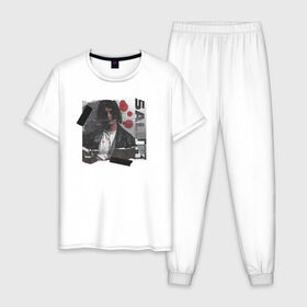 Мужская пижама хлопок с принтом SALUKI в Санкт-Петербурге, 100% хлопок | брюки и футболка прямого кроя, без карманов, на брюках мягкая резинка на поясе и по низу штанин
 | rap | saluki | saluki rap | рэп | рэпер | салюки