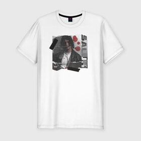 Мужская футболка хлопок Slim с принтом SALUKI в Санкт-Петербурге, 92% хлопок, 8% лайкра | приталенный силуэт, круглый вырез ворота, длина до линии бедра, короткий рукав | rap | saluki | saluki rap | рэп | рэпер | салюки