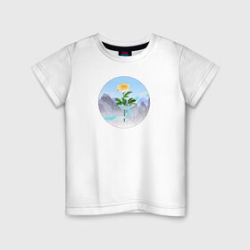 Детская футболка хлопок с принтом Пион и лента в Санкт-Петербурге, 100% хлопок | круглый вырез горловины, полуприлегающий силуэт, длина до линии бедер | горы | гусу лань | ланьлин цзинь | пион | сияние средь снегов | цветок