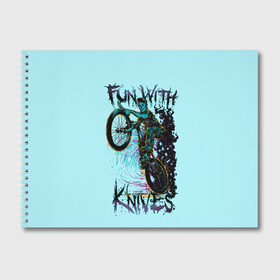 Альбом для рисования с принтом Забава с ножами в Санкт-Петербурге, 100% бумага
 | матовая бумага, плотность 200 мг. | велосипеды | велоспорт | забавы с ножами | кислота. | ножи | экстремальный спорт | экстрим