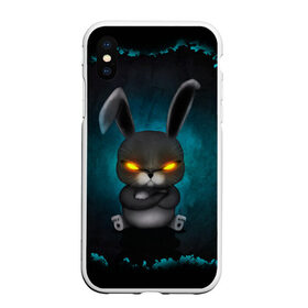 Чехол для iPhone XS Max матовый с принтом NEON HARE в Санкт-Петербурге, Силикон | Область печати: задняя сторона чехла, без боковых панелей | животное | заяц | злое | злые глаза | кролик | неон | плюшевое