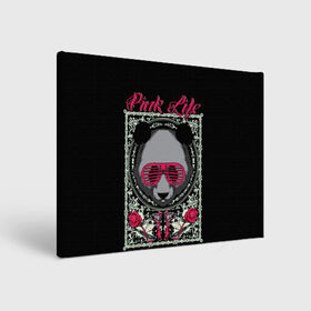 Холст прямоугольный с принтом Розовая жизнь в Санкт-Петербурге, 100% ПВХ |  | голова медведя. | голова панды | медведи | орнамент | панда | панда в розовых очках | розовая жизнь | розовый стиль | розы