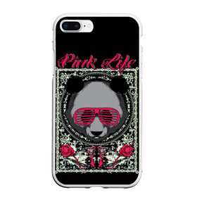 Чехол для iPhone 7Plus/8 Plus матовый с принтом Розовая жизнь в Санкт-Петербурге, Силикон | Область печати: задняя сторона чехла, без боковых панелей | голова медведя. | голова панды | медведи | орнамент | панда | панда в розовых очках | розовая жизнь | розовый стиль | розы