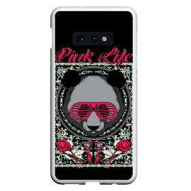 Чехол для Samsung S10E с принтом Розовая жизнь в Санкт-Петербурге, Силикон | Область печати: задняя сторона чехла, без боковых панелей | голова медведя. | голова панды | медведи | орнамент | панда | панда в розовых очках | розовая жизнь | розовый стиль | розы
