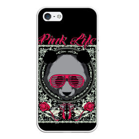 Чехол для iPhone 5/5S матовый с принтом Розовая жизнь в Санкт-Петербурге, Силикон | Область печати: задняя сторона чехла, без боковых панелей | голова медведя. | голова панды | медведи | орнамент | панда | панда в розовых очках | розовая жизнь | розовый стиль | розы