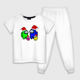 Детская пижама хлопок с принтом Among us New Year в Санкт-Петербурге, 100% хлопок |  брюки и футболка прямого кроя, без карманов, на брюках мягкая резинка на поясе и по низу штанин
 | Тематика изображения на принте: 