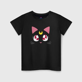 Детская футболка хлопок с принтом Luna Cat. Sailor Moon в Санкт-Петербурге, 100% хлопок | круглый вырез горловины, полуприлегающий силуэт, длина до линии бедер | anime | cute | аниме | взгляд | волшебство | глаза | киса | киска | кот | котенок | котэ | котя | кошка | лапочка | луна | магия | месяц | милый | мимими | мордочка | сейлор мун | хороший | япония