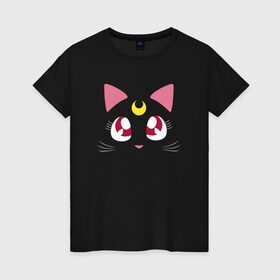 Женская футболка хлопок с принтом Luna Cat. Sailor Moon в Санкт-Петербурге, 100% хлопок | прямой крой, круглый вырез горловины, длина до линии бедер, слегка спущенное плечо | anime | cute | аниме | взгляд | волшебство | глаза | киса | киска | кот | котенок | котэ | котя | кошка | лапочка | луна | магия | месяц | милый | мимими | мордочка | сейлор мун | хороший | япония