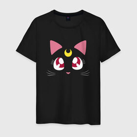 Мужская футболка хлопок с принтом Luna Cat. Sailor Moon в Санкт-Петербурге, 100% хлопок | прямой крой, круглый вырез горловины, длина до линии бедер, слегка спущенное плечо. | Тематика изображения на принте: anime | cute | аниме | взгляд | волшебство | глаза | киса | киска | кот | котенок | котэ | котя | кошка | лапочка | луна | магия | месяц | милый | мимими | мордочка | сейлор мун | хороший | япония