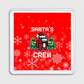 Магнит 55*55 с принтом SANTAS CREW. в Санкт-Петербурге, Пластик | Размер: 65*65 мм; Размер печати: 55*55 мм | 