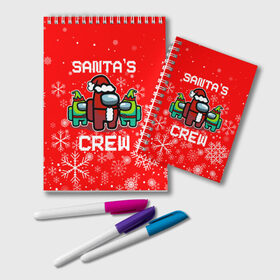 Блокнот с принтом SANTAS CREW. в Санкт-Петербурге, 100% бумага | 48 листов, плотность листов — 60 г/м2, плотность картонной обложки — 250 г/м2. Листы скреплены удобной пружинной спиралью. Цвет линий — светло-серый
 | 