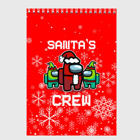 Скетчбук с принтом SANTAS CREW. в Санкт-Петербурге, 100% бумага
 | 48 листов, плотность листов — 100 г/м2, плотность картонной обложки — 250 г/м2. Листы скреплены сверху удобной пружинной спиралью | Тематика изображения на принте: 