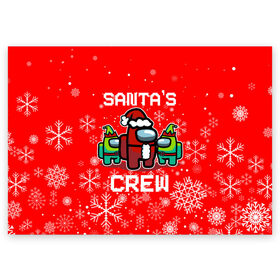 Поздравительная открытка с принтом SANTAS CREW. в Санкт-Петербурге, 100% бумага | плотность бумаги 280 г/м2, матовая, на обратной стороне линовка и место для марки
 | Тематика изображения на принте: 