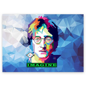 Поздравительная открытка с принтом Джон Леннон Imagine в Санкт-Петербурге, 100% бумага | плотность бумаги 280 г/м2, матовая, на обратной стороне линовка и место для марки
 | beatles | imagine | john | lennon | the beatles | битлз | битлы | группа | джон | купить | леннон | леннона | очки | рок н ролл | с группы | хиппи