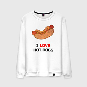 Мужской свитшот хлопок с принтом Love HOT DOGS в Санкт-Петербурге, 100% хлопок |  | Тематика изображения на принте: еда | люблю | питание | сосиска | хот дог