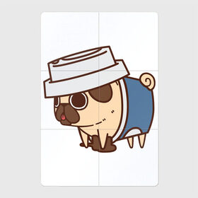 Магнитный плакат 2Х3 с принтом Кофейный мопс в Санкт-Петербурге, Полимерный материал с магнитным слоем | 6 деталей размером 9*9 см | арт | кофе | мопс | рисунок | сладкий | сладость | собака в костюме | собака в костюмчике | шоколад