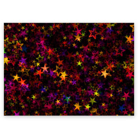 Поздравительная открытка с принтом Stars в Санкт-Петербурге, 100% бумага | плотность бумаги 280 г/м2, матовая, на обратной стороне линовка и место для марки
 | abstract | art | colorful | shapes | stars | texture | абстрактный | арт | звезды | разноцветный | текстура | формы
