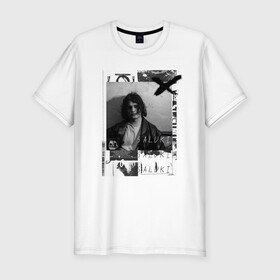Мужская футболка хлопок Slim с принтом Saluki в Санкт-Петербурге, 92% хлопок, 8% лайкра | приталенный силуэт, круглый вырез ворота, длина до линии бедра, короткий рукав | rap | saluki | saluki rap | рэп | рэпер | салюки