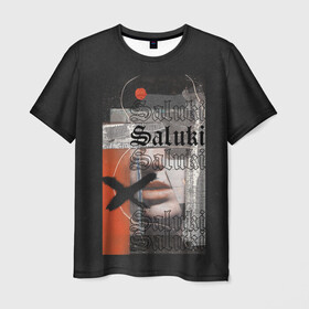 Мужская футболка 3D с принтом SALUKI в Санкт-Петербурге, 100% полиэфир | прямой крой, круглый вырез горловины, длина до линии бедер | rap | saluki | saluki rap | рэп | рэпер | салюки