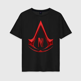 Женская футболка хлопок Oversize с принтом Assassins Creed Netflix в Санкт-Петербурге, 100% хлопок | свободный крой, круглый ворот, спущенный рукав, длина до линии бедер
 | ac | games | netflix | ubisoft | vikings | викинги | игры | нетфликс | сериалы | юбисофт