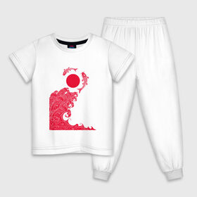 Детская пижама хлопок с принтом Восток в Санкт-Петербурге, 100% хлопок |  брюки и футболка прямого кроя, без карманов, на брюках мягкая резинка на поясе и по низу штанин
 | Тематика изображения на принте: волна | рисунок | рыбы | солнце