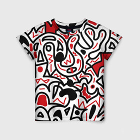 Детская футболка 3D с принтом Африканский хаос в Санкт-Петербурге, 100% гипоаллергенный полиэфир | прямой крой, круглый вырез горловины, длина до линии бедер, чуть спущенное плечо, ткань немного тянется | minimal | абстракция | креатив | минимализм | текстуры