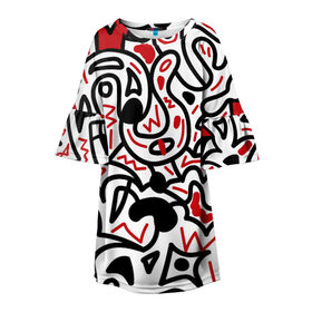 Детское платье 3D с принтом Африканский хаос в Санкт-Петербурге, 100% полиэстер | прямой силуэт, чуть расширенный к низу. Круглая горловина, на рукавах — воланы | Тематика изображения на принте: minimal | абстракция | креатив | минимализм | текстуры