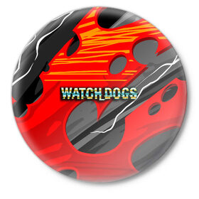 Значок с принтом Watch Dogs Recing в Санкт-Петербурге,  металл | круглая форма, металлическая застежка в виде булавки | dogs | legion | logo | text | watch | взлом | игра | легион | лого | символ | текст | хак | хакер | хакеры