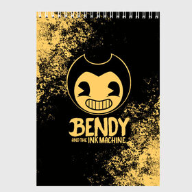 Скетчбук с принтом Bendy And The Ink Machine в Санкт-Петербурге, 100% бумага
 | 48 листов, плотность листов — 100 г/м2, плотность картонной обложки — 250 г/м2. Листы скреплены сверху удобной пружинной спиралью | bendy | bendy and the ink machine | бенди | бени | бенни | бэнди | детская | детям | игра | капли | компьютерная игра | краска | машина | подтеки | ужастик | чернила | чернильная