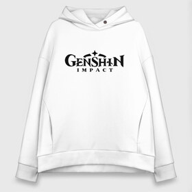 Женское худи Oversize хлопок с принтом Genshin Impact Logo (Z) в Санкт-Петербурге, френч-терри — 70% хлопок, 30% полиэстер. Мягкий теплый начес внутри —100% хлопок | боковые карманы, эластичные манжеты и нижняя кромка, капюшон на магнитной кнопке | Тематика изображения на принте: aaa игра | breath of the wild | ubisoft | анемо | барбара | беннет | бэй доу | венти | гатя | геншин импакт | гео | гидро | дилюк | кли | нин гуан | ноэлль | рэйзор | электро