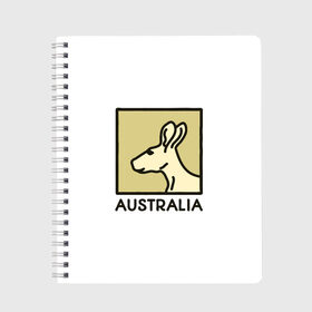 Тетрадь с принтом Australia в Санкт-Петербурге, 100% бумага | 48 листов, плотность листов — 60 г/м2, плотность картонной обложки — 250 г/м2. Листы скреплены сбоку удобной пружинной спиралью. Уголки страниц и обложки скругленные. Цвет линий — светло-серый
 | australia | австралия | животные | кенгуру | страны