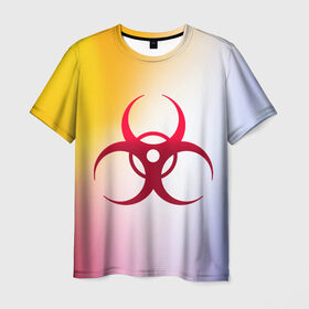Мужская футболка 3D с принтом Biohazard в Санкт-Петербурге, 100% полиэфир | прямой крой, круглый вырез горловины, длина до линии бедер | biohazard | ncov2019 | plague inc | virus | вирус | градиент | знак | карантин | ковид | корона | коронавирус | опасность