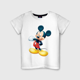 Детская футболка хлопок с принтом mickey mouse в Санкт-Петербурге, 100% хлопок | круглый вырез горловины, полуприлегающий силуэт, длина до линии бедер | disney | мультфильмы | мышонок | персонаж