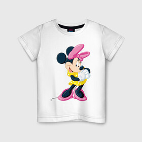 Детская футболка хлопок с принтом minnie mouse в Санкт-Петербурге, 100% хлопок | круглый вырез горловины, полуприлегающий силуэт, длина до линии бедер | disney | мультфильмы | мышонок | персонаж