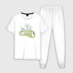 Мужская пижама хлопок с принтом 101 Dalmatians в Санкт-Петербурге, 100% хлопок | брюки и футболка прямого кроя, без карманов, на брюках мягкая резинка на поясе и по низу штанин
 | 101 dalmatians | 101 далматинец | disney | vdkimel | дисней