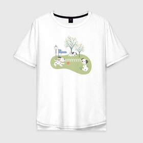 Мужская футболка хлопок Oversize с принтом 101 Dalmatians в Санкт-Петербурге, 100% хлопок | свободный крой, круглый ворот, “спинка” длиннее передней части | Тематика изображения на принте: 101 dalmatians | 101 далматинец | disney | vdkimel | дисней