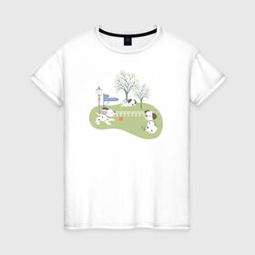 Женская футболка хлопок с принтом 101 Dalmatians в Санкт-Петербурге, 100% хлопок | прямой крой, круглый вырез горловины, длина до линии бедер, слегка спущенное плечо | 101 dalmatians | 101 далматинец | disney | vdkimel | дисней