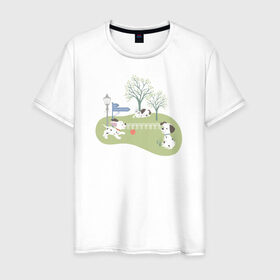 Мужская футболка хлопок с принтом 101 Dalmatians в Санкт-Петербурге, 100% хлопок | прямой крой, круглый вырез горловины, длина до линии бедер, слегка спущенное плечо. | Тематика изображения на принте: 101 dalmatians | 101 далматинец | disney | vdkimel | дисней
